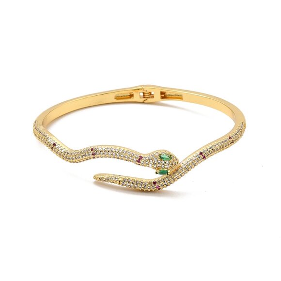 NWOT Pave Sexy Snake Bracelet and Stud earring set w real Gold Plating 2/$25 - Picture 3 of 7